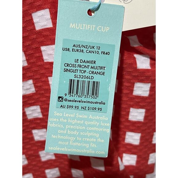 Sea Level Gingham Tankini Top Women's 8 Cross Front Padded - Picture 5 of 7